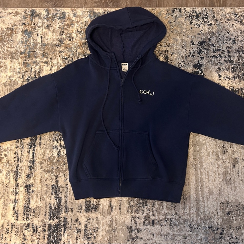 PINK Victoria's Secret Navy Blue Zip-up Hoodie